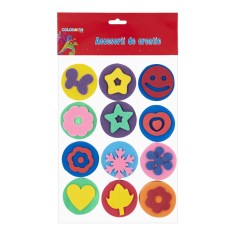 Accesorii hartie gumata autoadeziva tip stampila cu diverse forme,12 bucati set