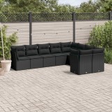 Cumpara ieftin Gossi set mobilier de gradina cu perne, 9 piese, negru, poliratan