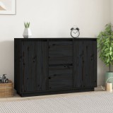 VidaXL Servantă, negru, 111x34x75 cm, lemn masiv de pin