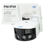 Camera supraveghere video PNI IP590, wireless, cu IP, Dual lens, 2 x 2MP, 180 grade, slot card micro SD