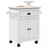 Carucior Bucatarie Gossi Bodo Alb 72x45x80cm, Lemn Masiv, 2 Usi, 1 Sertar, Roti Pivotante, Mobilier Bucatarie