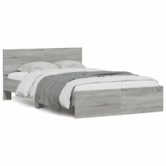 vidaXL Cadru de pat cu tăblie și LED, gri sonoma, 120x190 cm 3207642