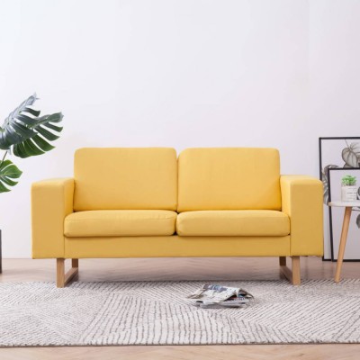 vidaXL Canapea cu 2 locuri, galben, material textil foto