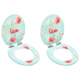 vidaXL Scaune WC cu capac silențios, 2 buc., MDF, model flamingo 3056411