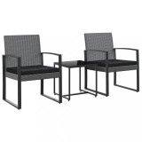 Cumpara ieftin Set mobilier de gradina cu perne, 3 piese, gri inchis, PP ratan