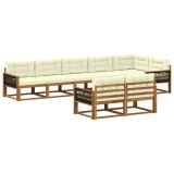 vidaXL Set de canapele de exterior cu pernă 8 pcs Natural și Crem 3382663