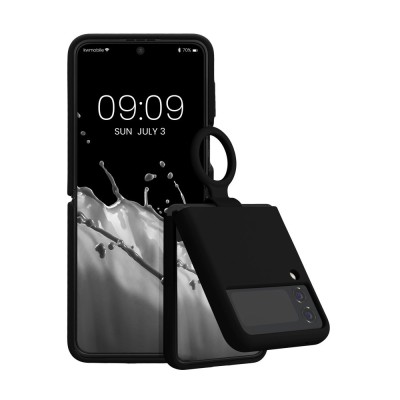 Husa kwmobile pentru Samsung Galaxy Z Flip4, Silicon, Negru, 58786.01 foto