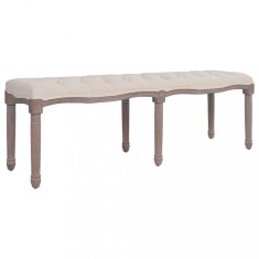 vidaXL Bancă, alb crem, 59.1&quot;x15.7&quot;x18.9&quot;, țesătură și lemn masiv