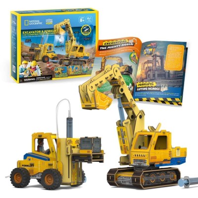 Cubic Fun - Joc Educativ STEM National Geographic puzzle 3D Excavator si foto
