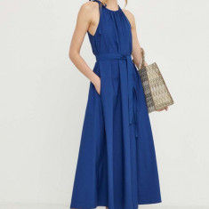 Weekend Max Mara rochie din bumbac culoarea bleumarin, maxi, evazați 2415220000000