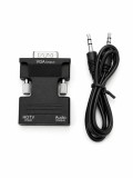 Cumpara ieftin Adaptor convertor negru HDMI la VGA cu iesire audio 3.5 mm, cablu AUX inclus, pentru conectare PC, laptop, TV Box, consola la monitor sau proiector VG