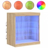 Servanta cu lumini LED, stejar sonoma, 60,5x37x67 cm, DKD Home Decor