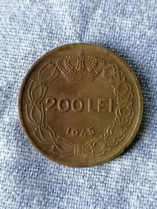 MONEDA -200 LEI 1945-Rom&acirc;nia