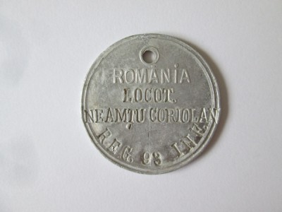 Rara! Placuta identificare WWII:Locotenent Neamtu Coriolan-Rg.93 Infanterie Arad foto