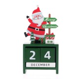 Calendar decorativ din lemn cu Mos Craciun 15 cm