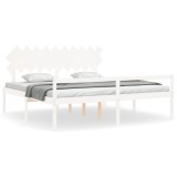 Cumpara ieftin Cadru de pat senior cu tablie, 200x200 cm, alb, lemn masiv