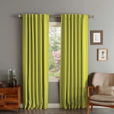 Draperie din catifea cu rejansa transparenta cu ate pentru galerie, Madison, 150x240 cm, densitate 700 g/ml, Lime, 1 buc