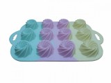 Cumpara ieftin Forma din silicon pentru mini prajituri, model spirala, termorezistenta, 12 cavitati, 536COF