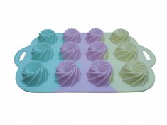 Forma din silicon pentru mini prajituri, model spirala, termorezistenta, 12 cavitati, 536COF