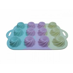 Forma din silicon pentru mini prajituri, model spirala, termorezistenta, 12 cavitati, 536COF