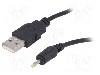 Cablu alimentare DC, DC 2,5/0,7 mufa, USB A mufa, negru, 0,8m, AKYGA - AK-DC-02