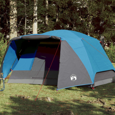 vidaXL Cort de camping cu verandă 4 persoane, albastru, impermeabil foto