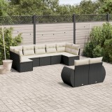 Gossi set mobilier de gradina cu perne, 9 piese, negru, poliratan