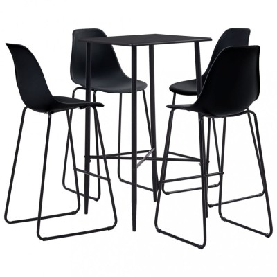 vidaXL Set mobilier de bar, 5 piese, negru, plastic foto