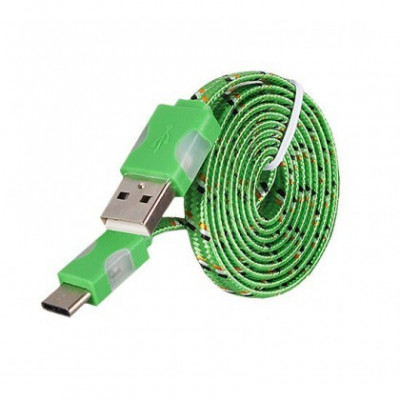 Cablu de date Snur Micro USB Type-C cu LED Verde foto