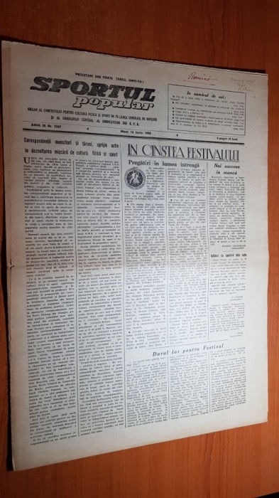 sportul popular 16 iunie 1953-motociclism,natatie,spoetul in comuna ghimbav