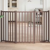 vidaXL Poartă de c&acirc;ini pliabilă 3 panouri stejar maro 150 cm lemn brad