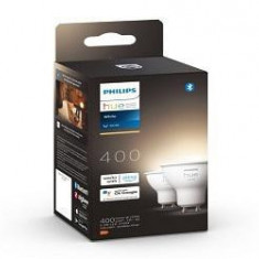 2 Becuri LED inteligente Philips Hue Spot, Bluetooth, GU10, 5.2W (57W), 400 lm,