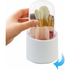Organizator rotativ pentru pensule de machiaj cu capac Cutie de depozitare pentru perii cosmetice pentru masa de toaleta