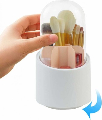 Organizator rotativ pentru pensule de machiaj cu capac Cutie de depozitare pentru perii cosmetice pentru masa de toaleta foto