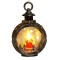 Decoratiune Craciun tip Felinare cu baterii, 13.5 x 9 cm,Lumanare cu geam si inscriptie Mos Craciun,lumina alb cald,baterii incluse,Bronz Argintiu