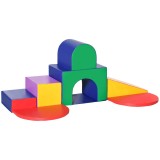 HOMCOM Set de Joc pentru Copii 1-3 Ani cu 7 Blocuri Multicolor &icirc;n PU și EPE, 170x130x40 cm | Aosom Romania