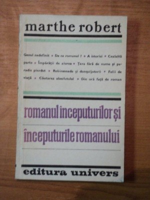 ROMANUL INCEPUTURILOR SI INCEPUTURILE ROMANULUI de MARTHE ROBERT , 1983 foto