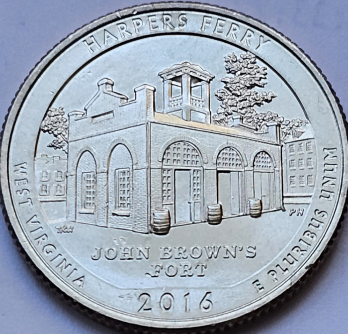 25 cents / quarter 2016 USA, West Virginia, Harpers Ferry, unc, litera D