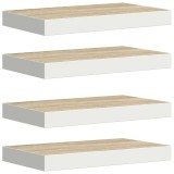 Cumpara ieftin Rafturi perete suspendate 4 buc. alb/stejar 40x23,5x3,8 cm MDF