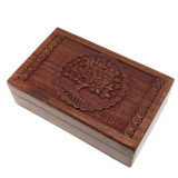 Cutie din lemn pentru depozitare cu model copacul vietii - 20cm, Stonemania Bijou
