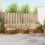 vidaXL Seturi de canapele 9 pcs Natural și Bej Lemn Solid de Acacia 3375328