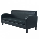 Canapea cu 3 locuri, negru, piele artificiala GartenMobel Dekor, vidaXL