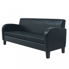 Canapea cu 3 locuri, negru, piele artificiala GartenMobel Dekor