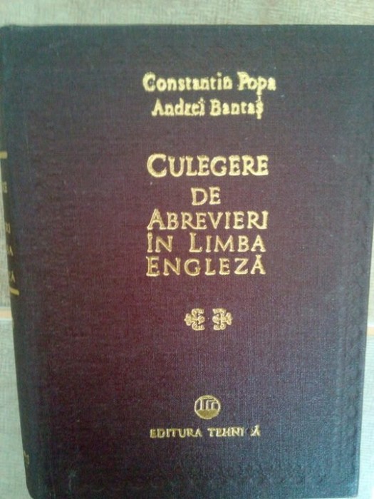 Constantin Popa - Culegere de abrevieri in limba engleza (Editia: 1978)