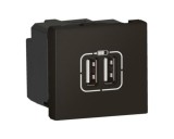 Priza USB tip A dubla 5V 2M Legrand Mosaic negru mat 079194L