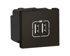 Priza USB tip A dubla 5V 2M Legrand Mosaic negru mat 079194L