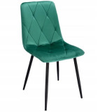 Scaun bucatarie/living, Jumi, Piado, catifea, metal, verde si negru, 44x52x89 cm