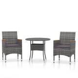 Cumpara ieftin Set mobilier de gradina, 3 piese, gri, poliratan