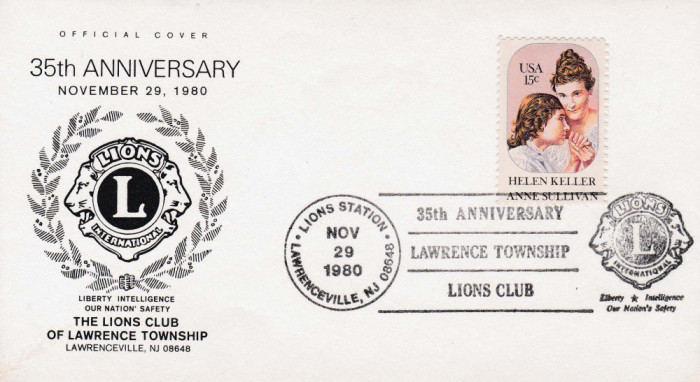 Plic LIONS CLUB, Lawrence, 29 Noiembrie 1980