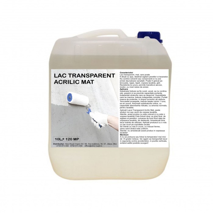 Lac Acrilic Transparent Mat 10 Litri